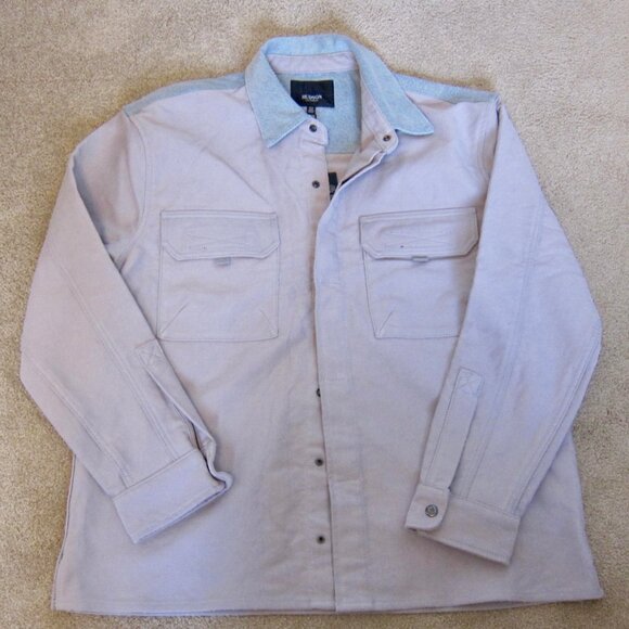 HUDSON JEANS Men's Denim UTLITY FIELD Jacket Shacket in Stone NWT MED $200 - Picture 4 of 9